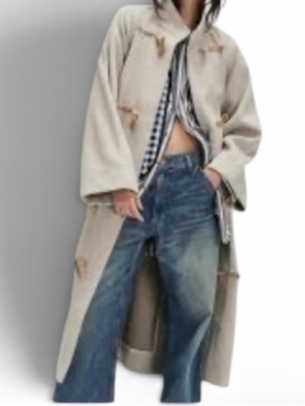 Free People Alma Long Duffle Coat  Heathered Coffee, Small 
Neutral Toggle-Front